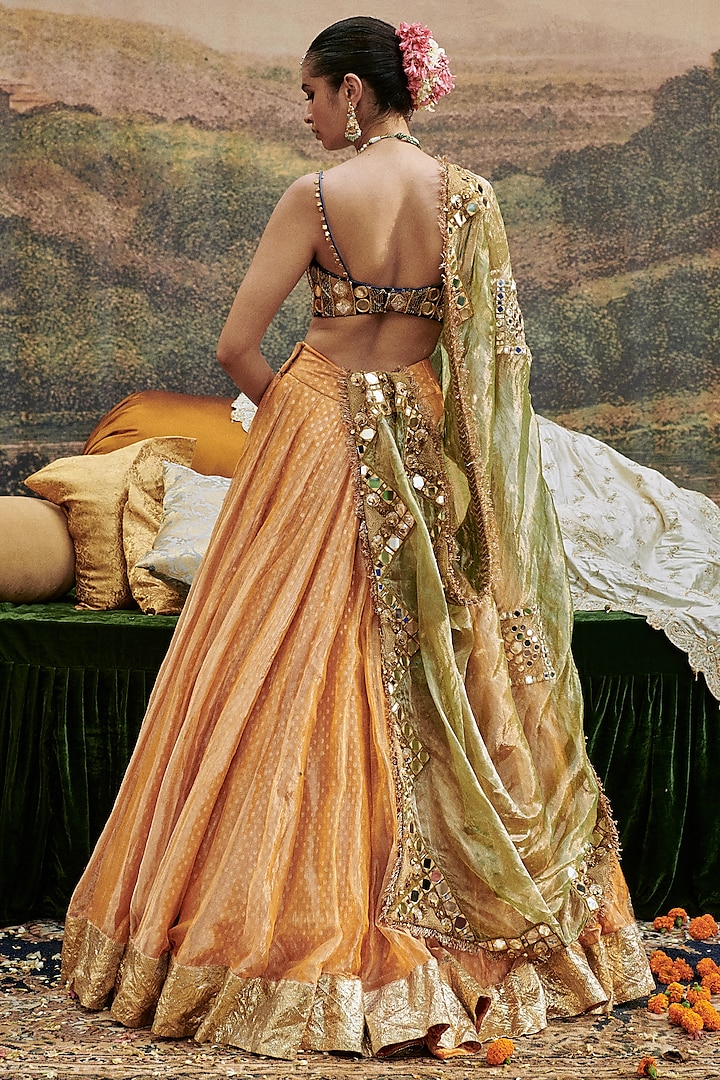 Orange Tissue Bridal Lehenga Set by ITRH at Pernia's Pop Up Shop