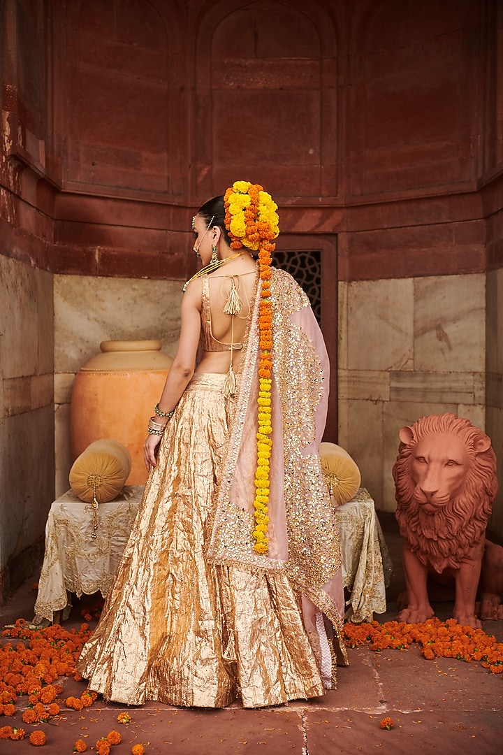 Rose Gold Lampi Gota Bridal Lehenga Set by ITRH at Pernia's Pop Up Shop