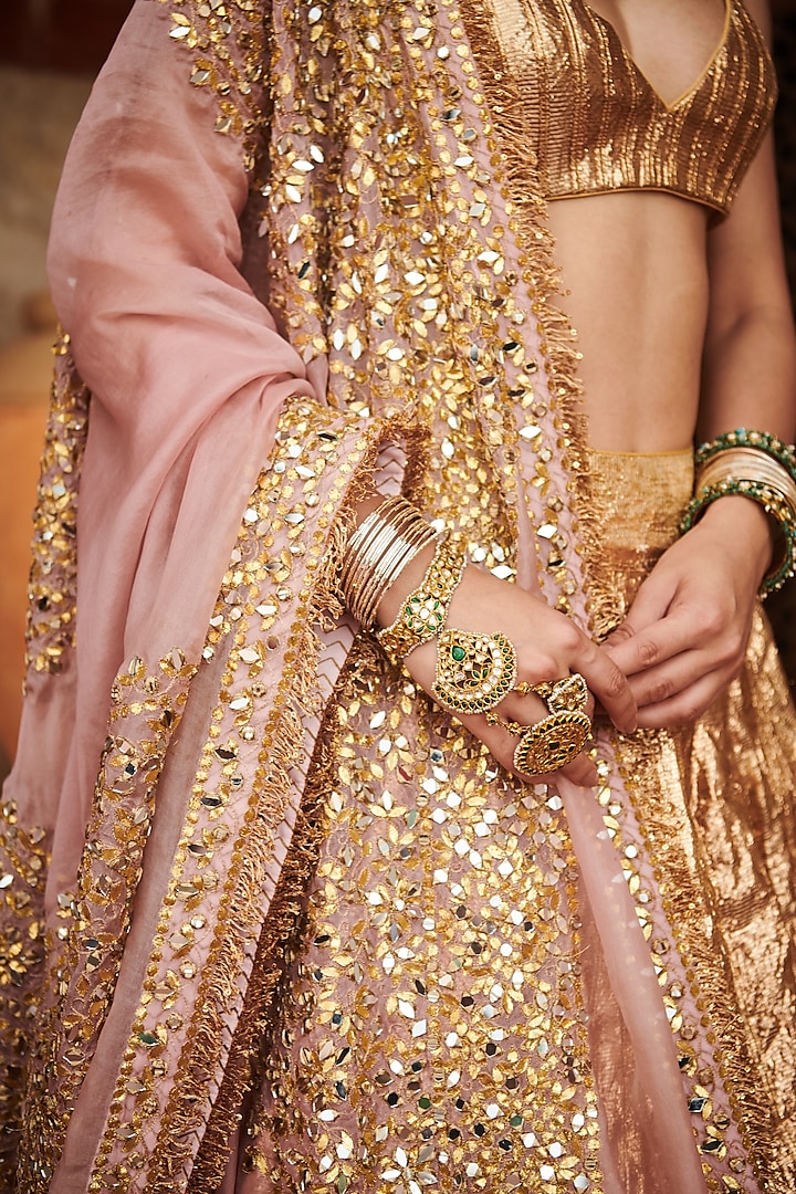 Rose Gold Lampi Gota Bridal Lehenga Set by ITRH at Pernia's Pop Up Shop