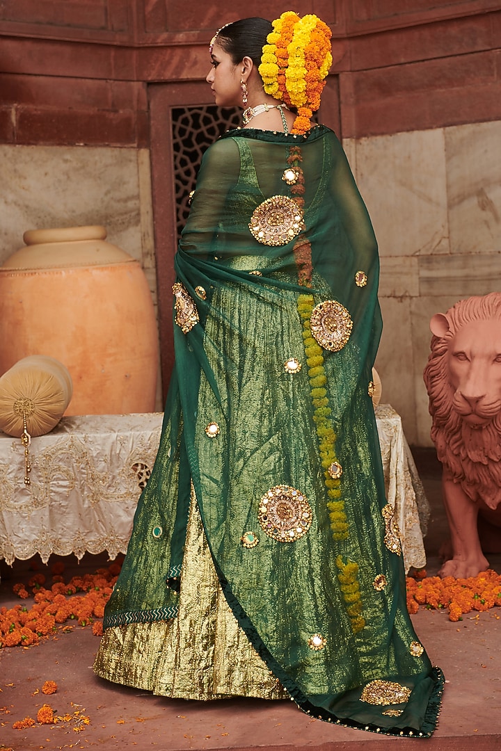 Green Lampi Gota Bridal Lehenga Set by ITRH at Pernia's Pop Up Shop