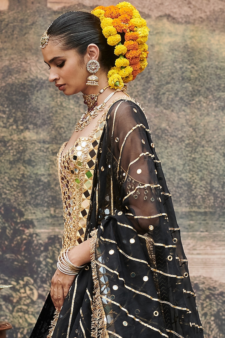 Black Velvet Bridal Lehenga Set by ITRH at Pernia's Pop Up Shop