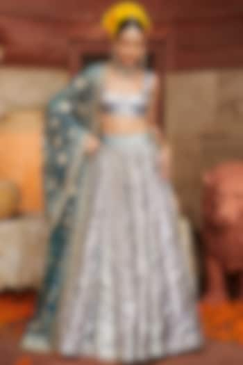 Blue Lampi Gota Bridal Lehenga Set by ITRH at Pernia's Pop Up Shop