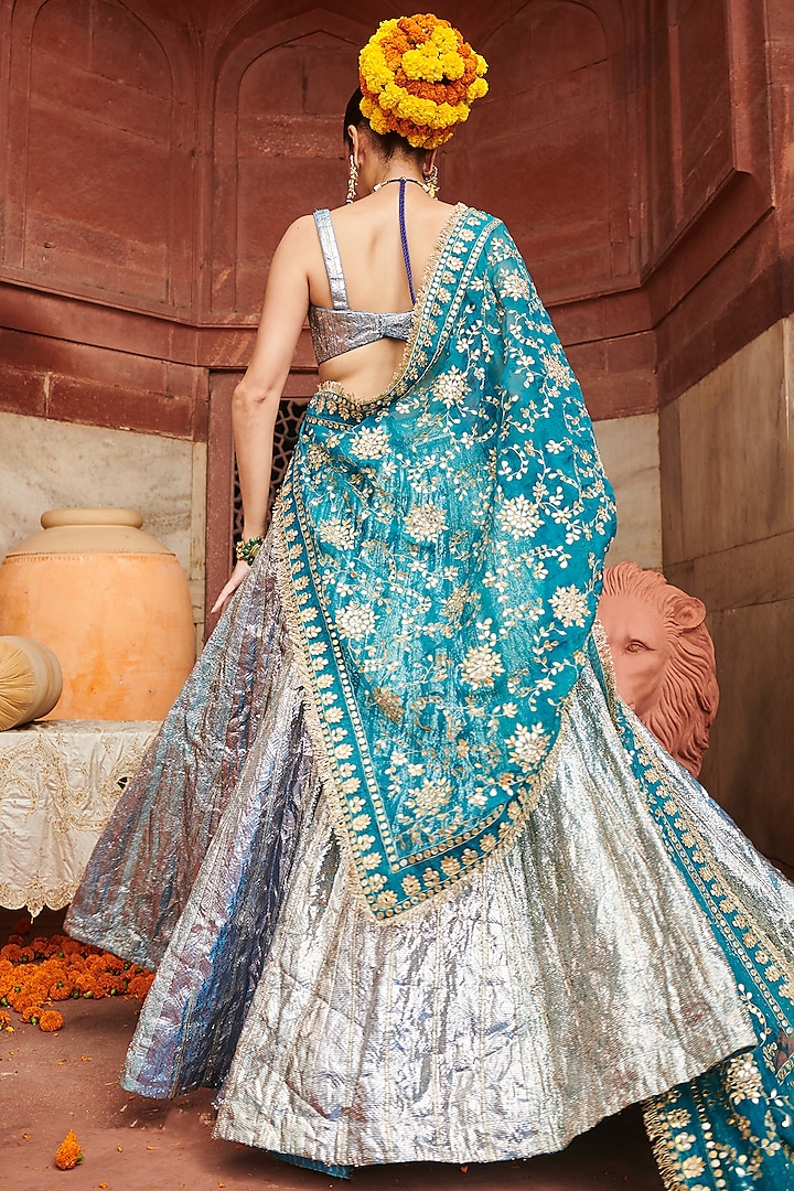 Blue Lampi Gota Bridal Lehenga Set by ITRH at Pernia's Pop Up Shop