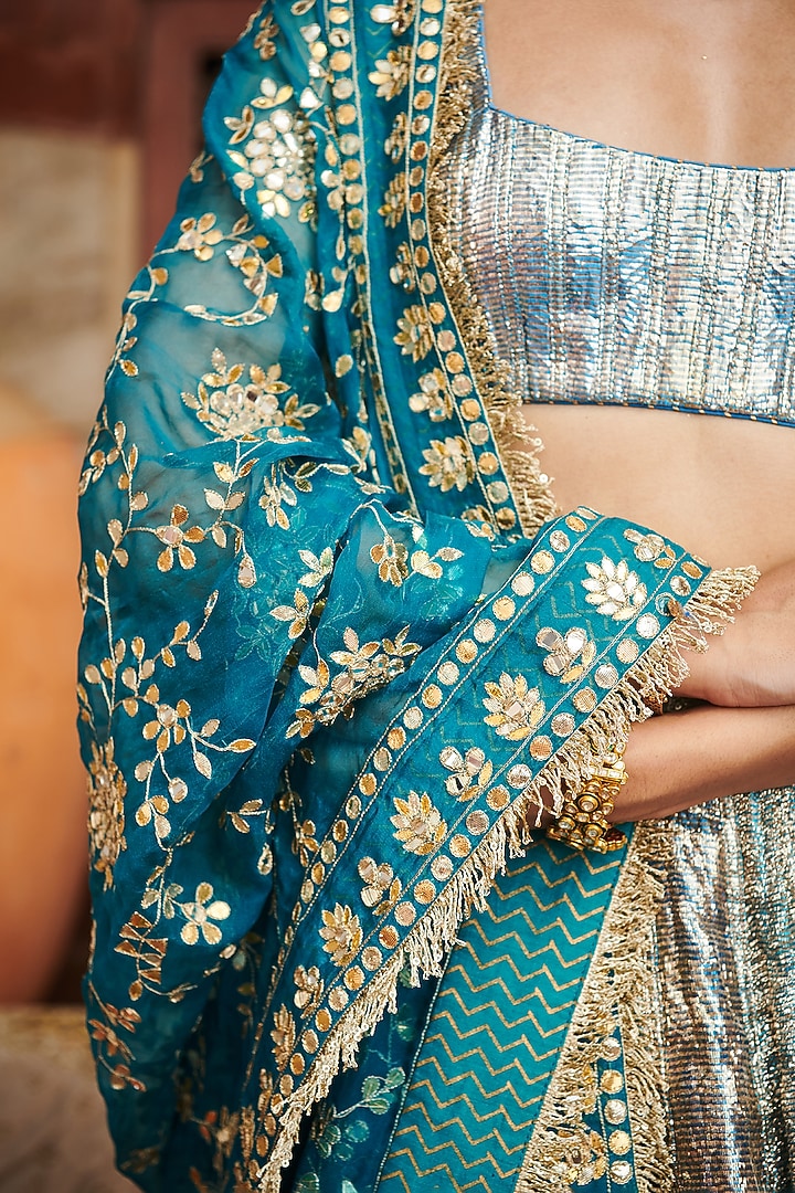 Blue Lampi Gota Bridal Lehenga Set by ITRH at Pernia's Pop Up Shop