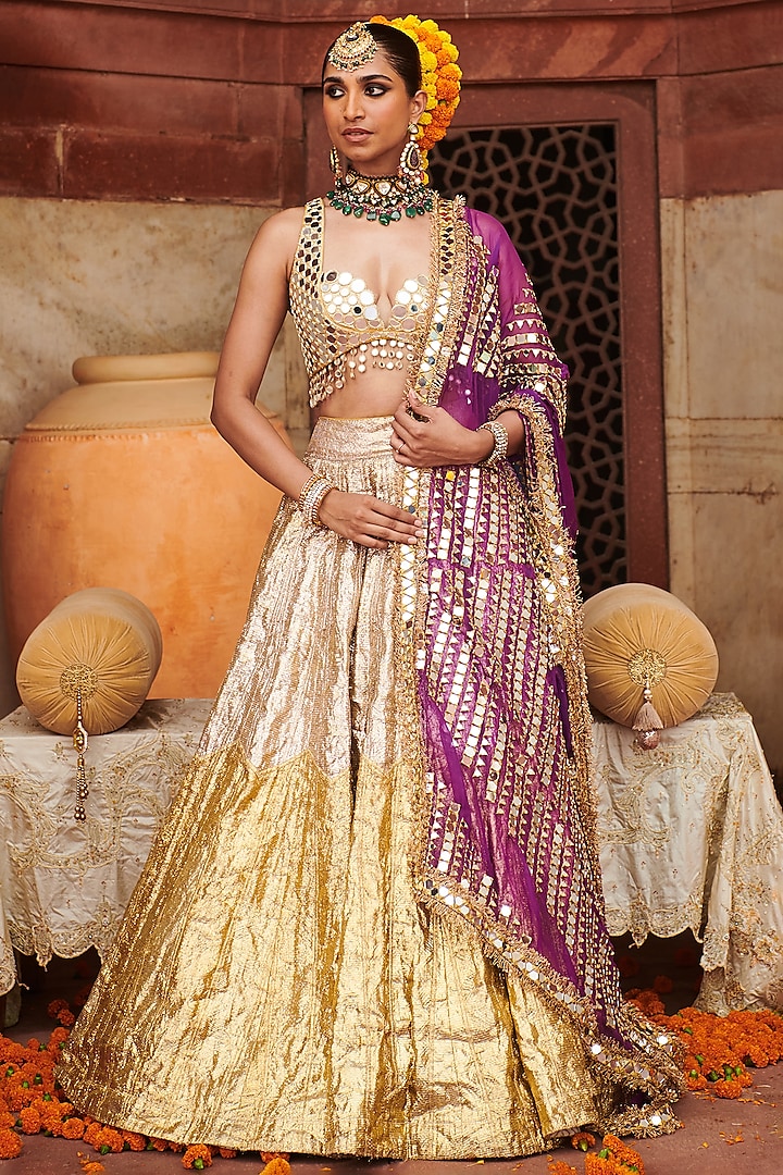 Silver & Gold Lampi Gota Lehenga Set by ITRH