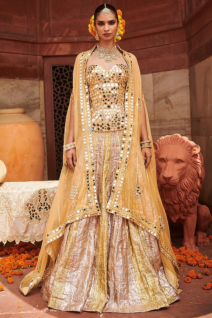 Silver & Gold Lampi Gota Jacket Bridal Lehenga Set by ITRH at Pernia's Pop Up Shop