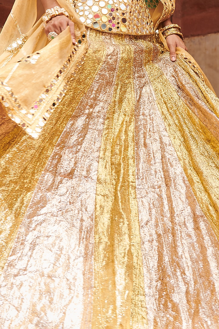 Silver & Gold Lampi Gota Jacket Bridal Lehenga Set by ITRH at Pernia's Pop Up Shop