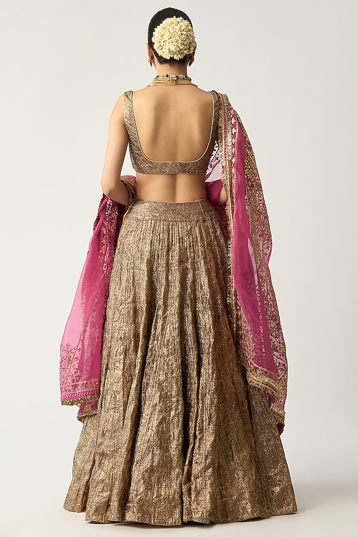 Purple Gold Lampi Bridal Lehenga Set by ITRH at Pernia's Pop Up Shop