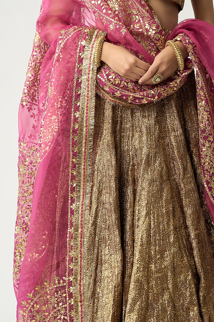 Purple Gold Lampi Bridal Lehenga Set by ITRH at Pernia's Pop Up Shop