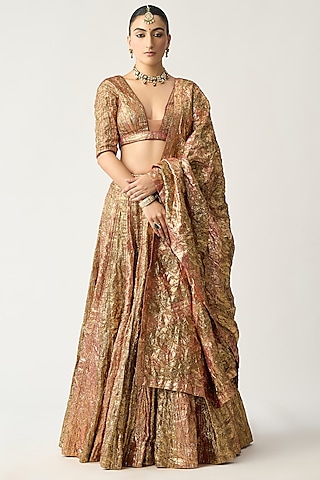 Vermillion & Cherry Red Lampi Lehenga Set by ITRH