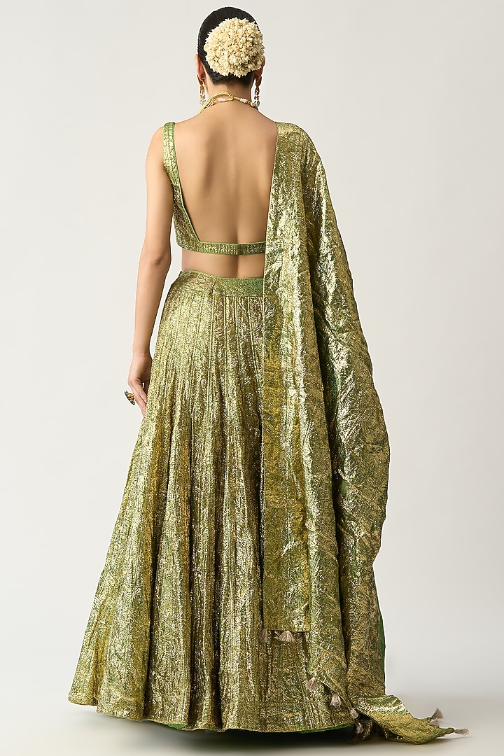 Green Lampi Bridal Lehenga Set by ITRH at Pernia's Pop Up Shop