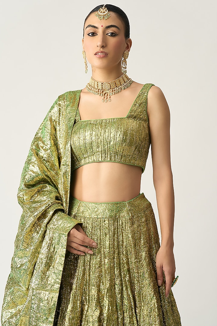 Green Lampi Bridal Lehenga Set by ITRH at Pernia's Pop Up Shop