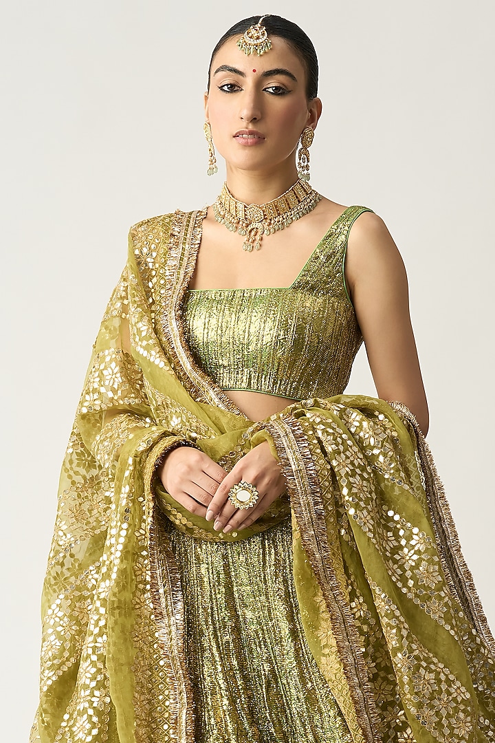 Green Bridal Lehenga Set in Lampi by ITRH at Pernia's Pop Up Shop