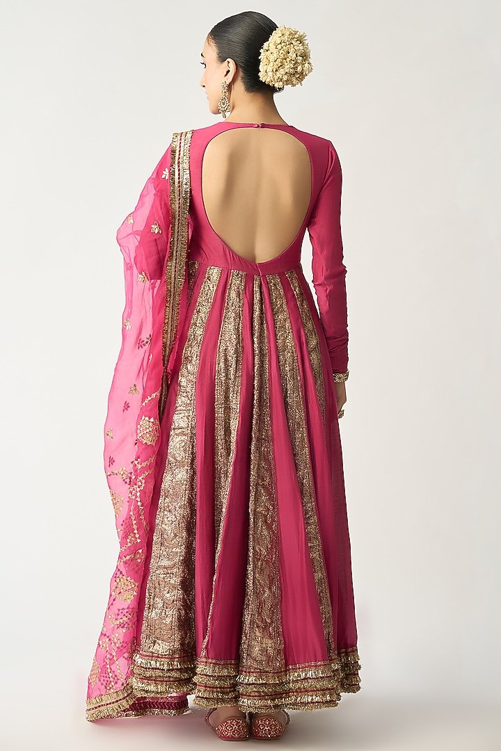 Fuchsia Silk Chanderi Bridal Anarkali Set by ITRH at Pernia's Pop Up Shop