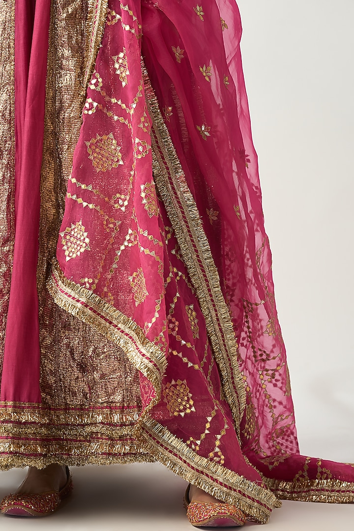 Fuchsia Silk Chanderi Bridal Anarkali Set by ITRH at Pernia's Pop Up Shop