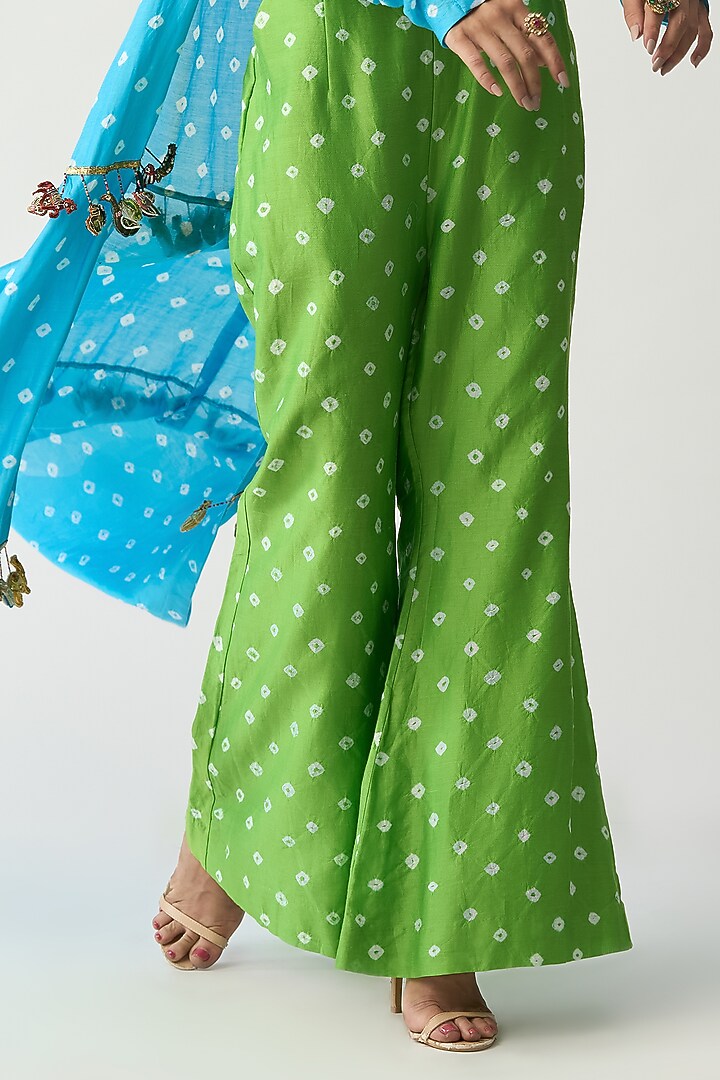 Turquoise Silk Chanderi Jacket Set by ITRH at Pernia's Pop Up Shop