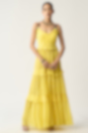 Yellow Georgette Maxi Dress by ITRH