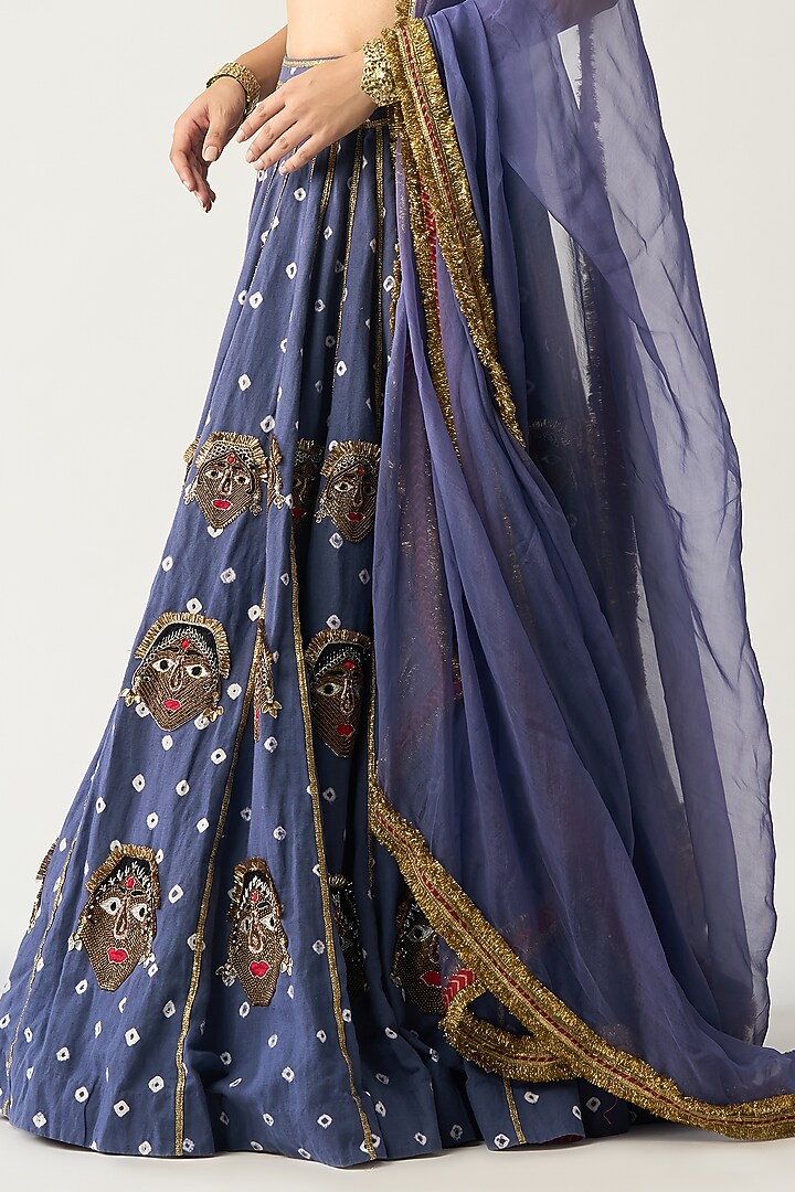 Indigo Embroidered Bridal Lehenga Set by ITRH at Pernia's Pop Up Shop