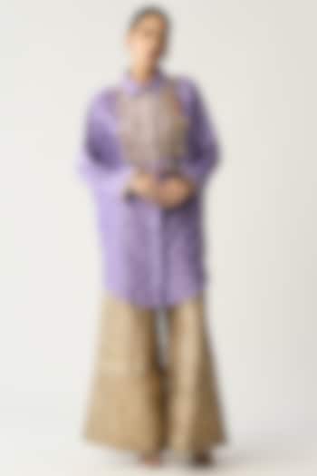 Lilac Silk Chanderi Oversized Tunic by ITRH