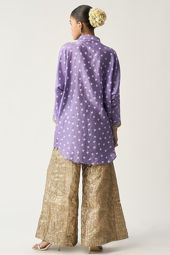 Lilac Silk Chanderi Oversized Tunic by ITRH at Pernia's Pop Up Shop