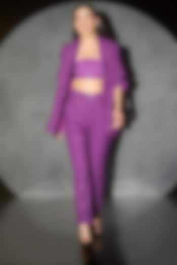 Purple Italian Crepe Jacket Set by ITRH