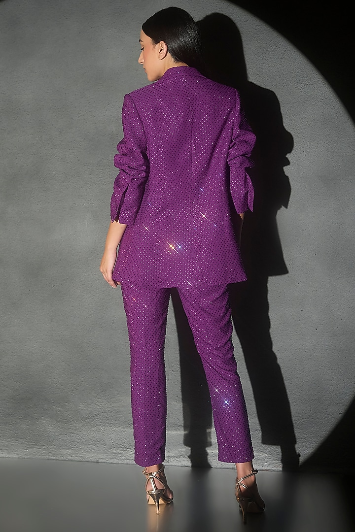 Purple Italian Crepe Jacket Set by ITRH at Pernia's Pop Up Shop