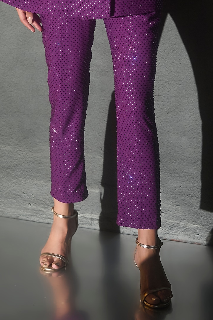 Purple Italian Crepe Jacket Set by ITRH at Pernia's Pop Up Shop