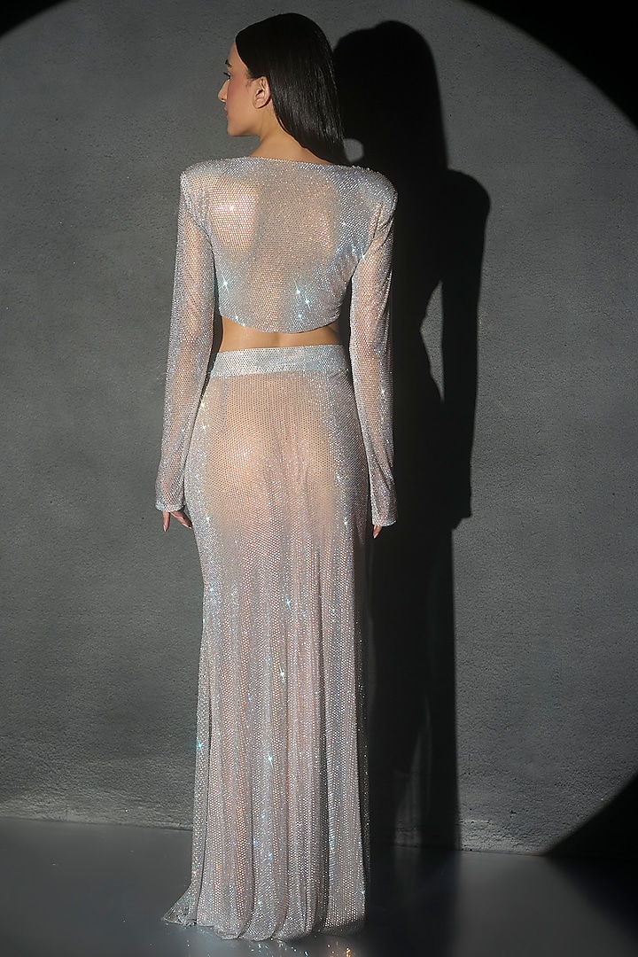 Silver Net Skirt Set by ITRH at Pernia's Pop Up Shop