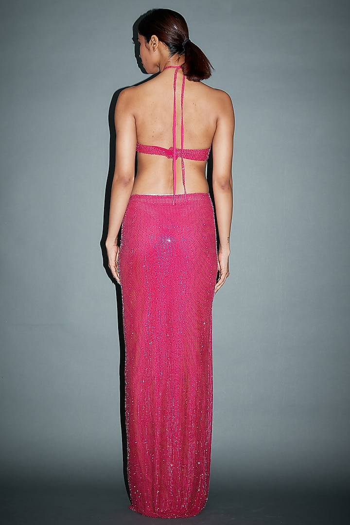 Pink Net Crystal Embellished Engagement Gown by ITRH at Pernia's Pop Up Shop