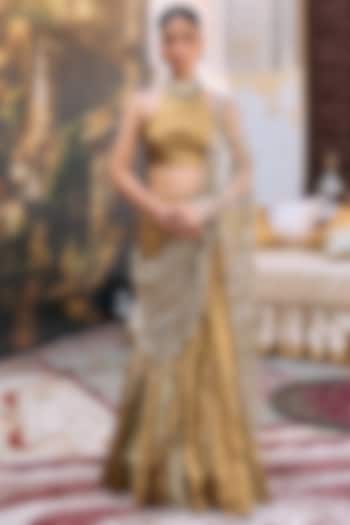 Bronze Tissue Fishtail Bridal Lehenga Set by ITRH at Pernia's Pop Up Shop