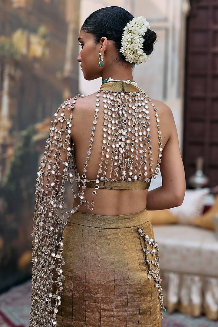 Bronze Tissue Fishtail Bridal Lehenga Set by ITRH at Pernia's Pop Up Shop