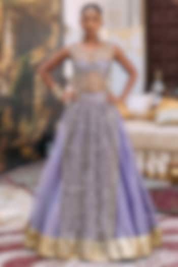 Lilac Tissue Bridal Lehenga Set by ITRH at Pernia's Pop Up Shop