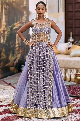 Lilac Tissue Lehenga Set by ITRH