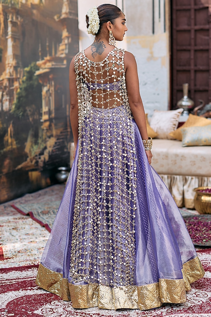 Lilac Tissue Bridal Lehenga Set by ITRH at Pernia's Pop Up Shop