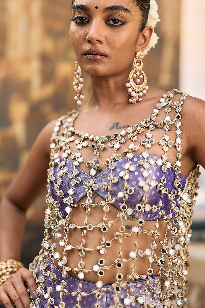 Lilac Tissue Bridal Lehenga Set by ITRH at Pernia's Pop Up Shop