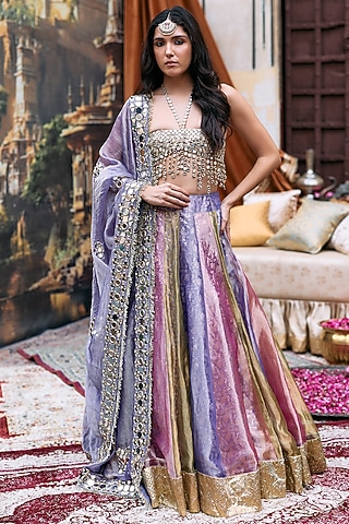 Multi-Colored Tissue Gota Lehenga Set by ITRH