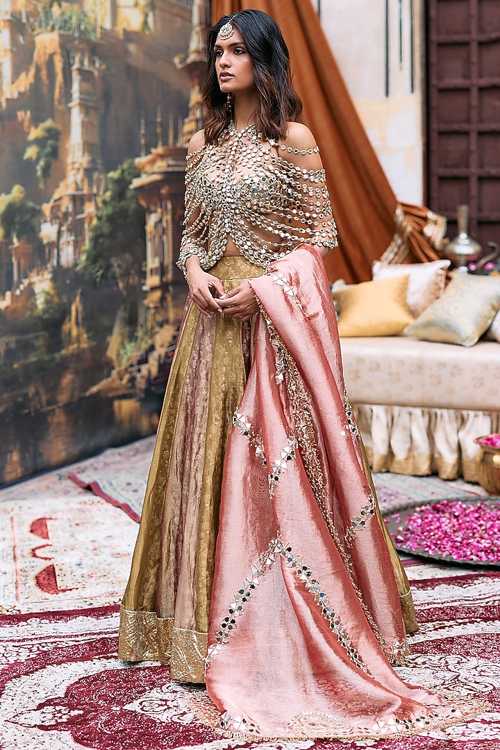 Pum & Golden Tissue Gota Bridal Lehenga Set by ITRH at Pernia's Pop Up Shop