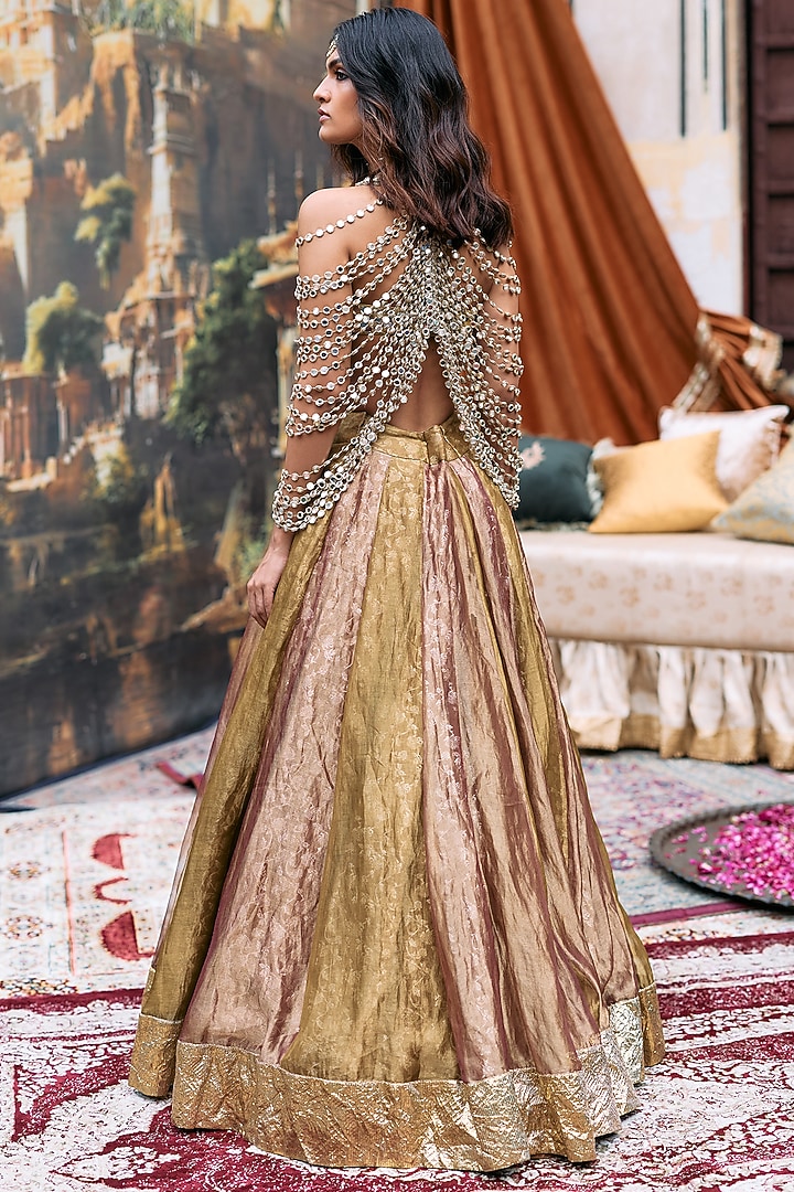 Pum & Golden Tissue Gota Bridal Lehenga Set by ITRH at Pernia's Pop Up Shop