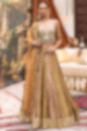 Pum & Golden Tissue Gota Bridal Lehenga Set by ITRH at Pernia's Pop Up Shop