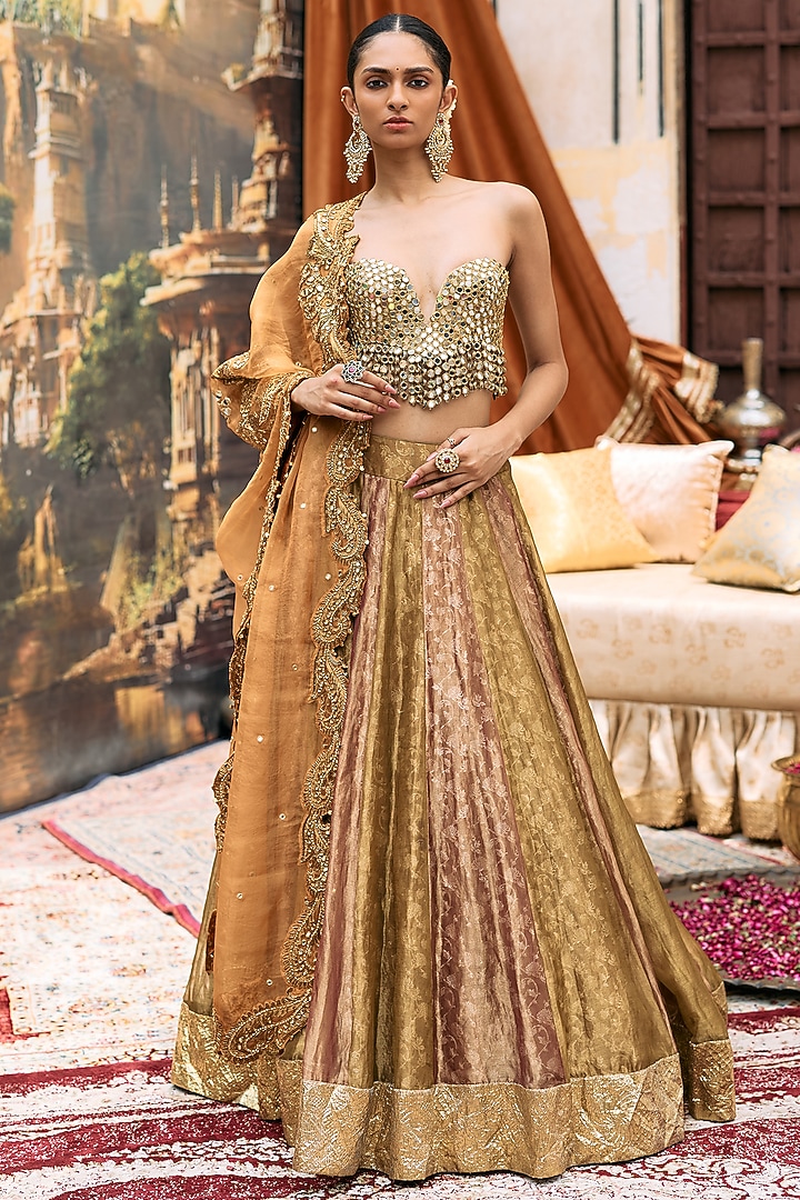 Pum & Golden Tissue Gota Bridal Lehenga Set by ITRH at Pernia's Pop Up Shop