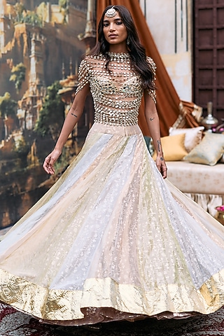 Multi-Colored Tissue Gota Lehenga Set by ITRH