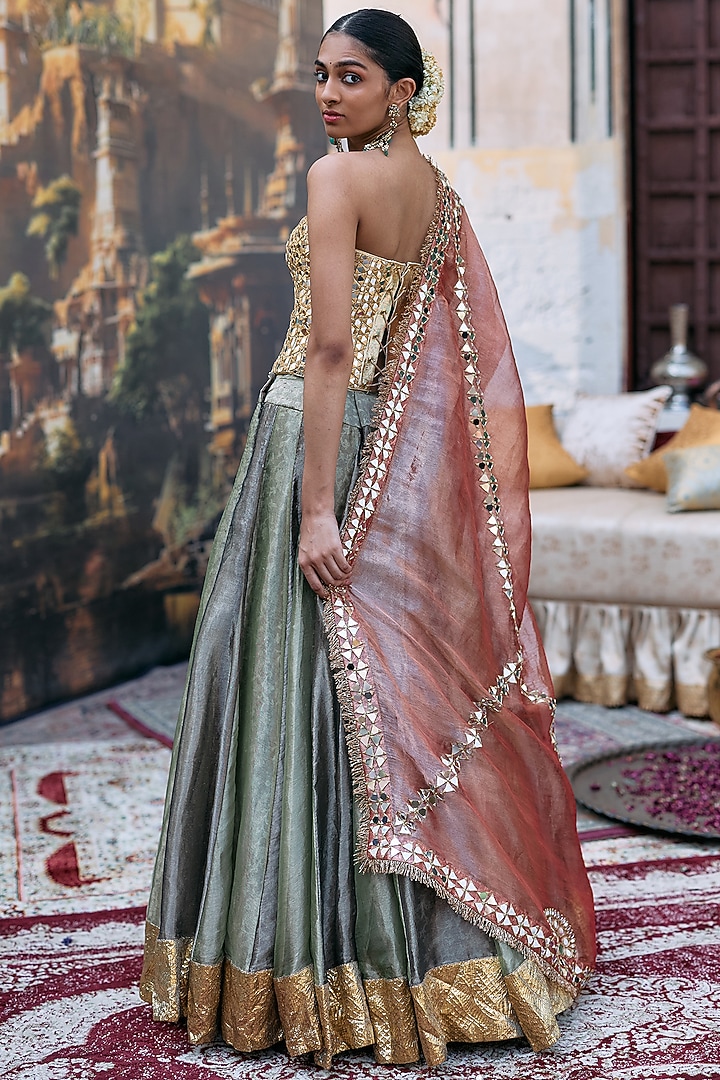 Green & Black Tissue Gota Bridal Lehenga Set by ITRH at Pernia's Pop Up Shop