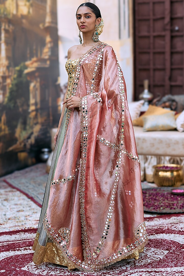 Green & Black Tissue Gota Bridal Lehenga Set by ITRH at Pernia's Pop Up Shop