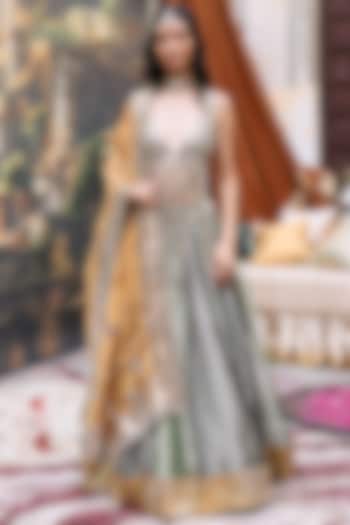 Green & Black Tissue Gota Bridal Lehenga Set by ITRH at Pernia's Pop Up Shop