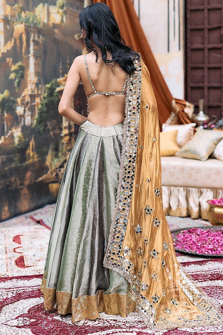 Green & Black Tissue Gota Bridal Lehenga Set by ITRH at Pernia's Pop Up Shop