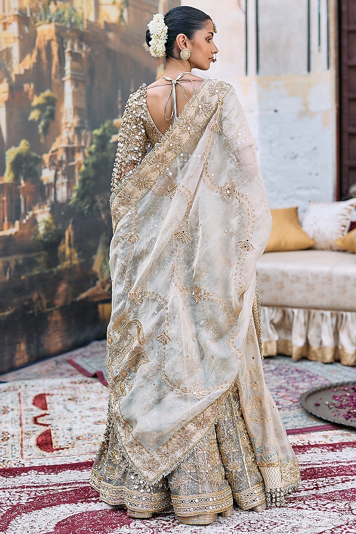 Golden Tissue Hand Embroidered Bridal Lehenga Set by ITRH at Pernia's Pop Up Shop