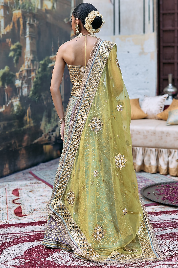 Multi-Colored Khadi & Crepe Bridal Lehenga Set by ITRH at Pernia's Pop Up Shop