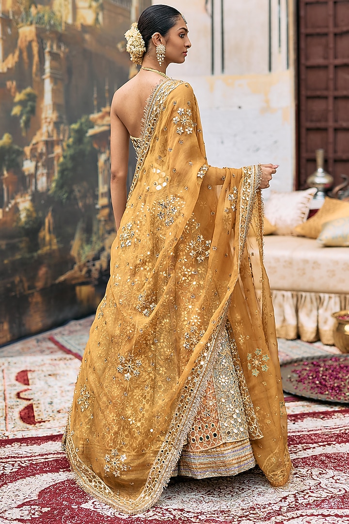 Multi-Colored Khadi & Crepe Bridal Lehenga Set by ITRH at Pernia's Pop Up Shop