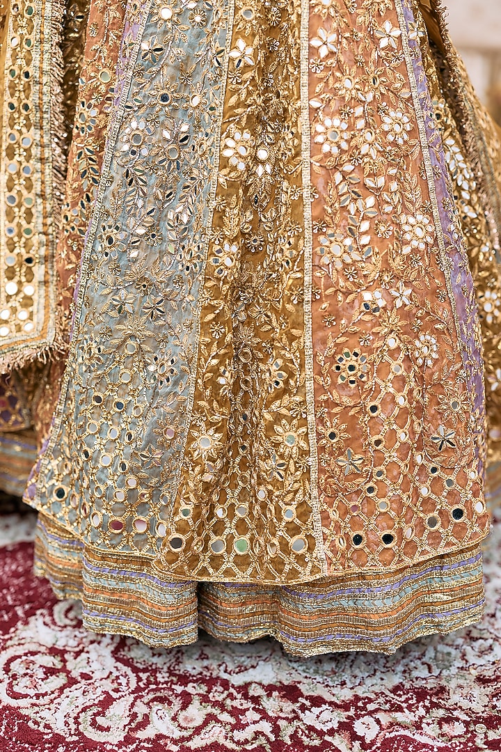 Multi-Colored Khadi & Crepe Bridal Lehenga Set by ITRH at Pernia's Pop Up Shop