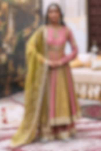 Multi-Colored Brocade Embroidered Bridal Anarkali Set by ITRH at Pernia's Pop Up Shop